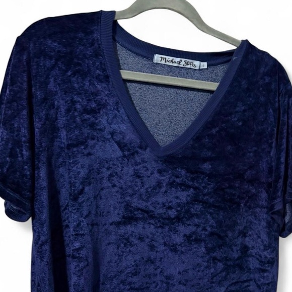 Michael Stars Navy Blue Velour V-Neck Tee – Size L - Picture 2 of 4